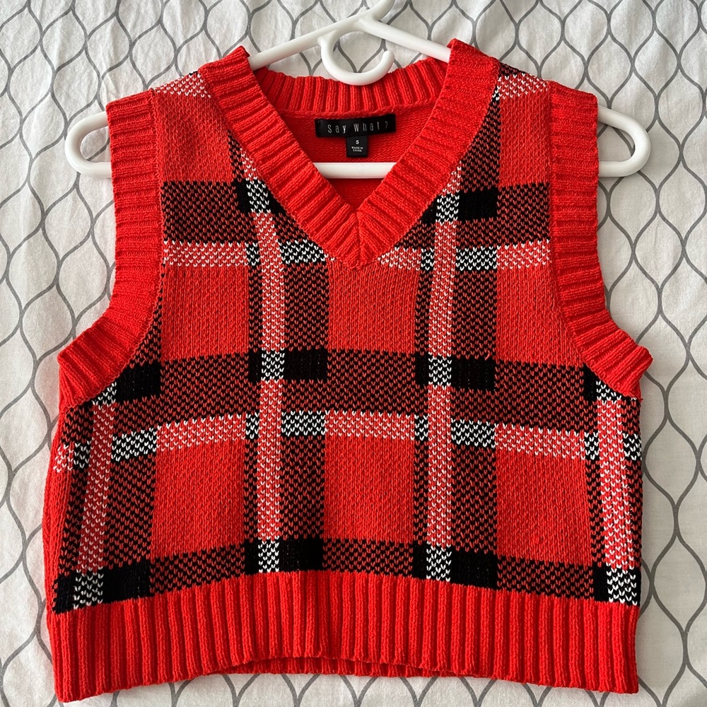 Say What? Red and Black Plaid Vest